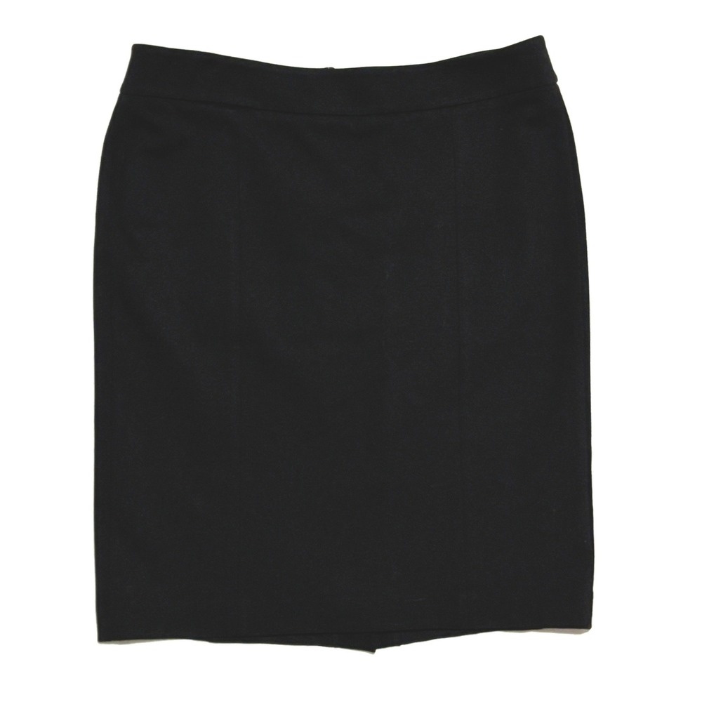 Talbots Pencil Skirt Women 12 Black Stretch Ponte Back Zip Vent Professional